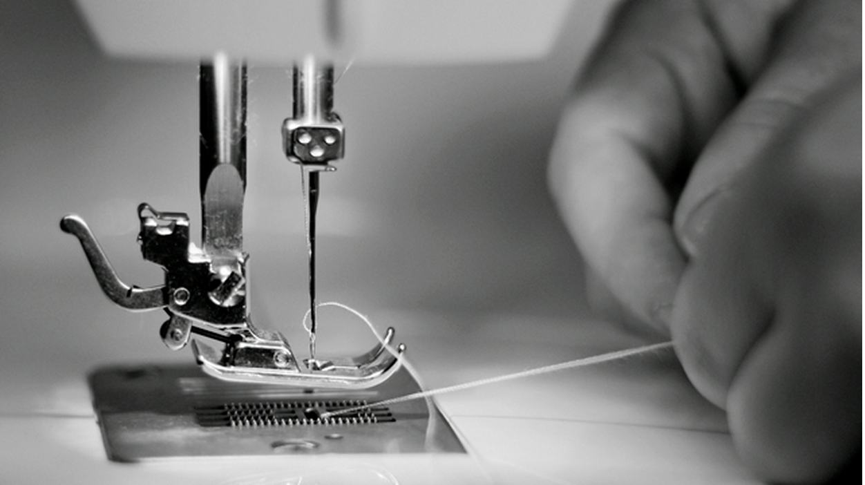 Close up of sewing machine